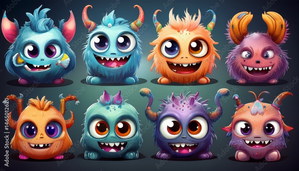 set of funny monsters set of funny monsters