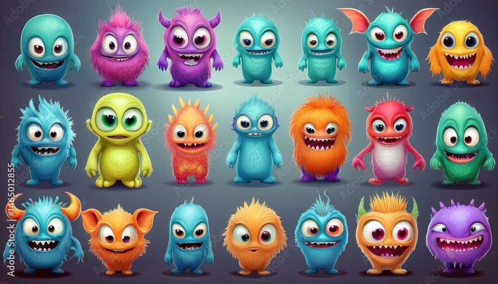 set of funny monsters set of funny monsters