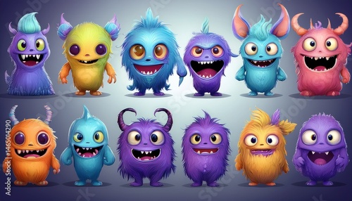 Obraz na płótnie set of funny cartoon monsters w salonie