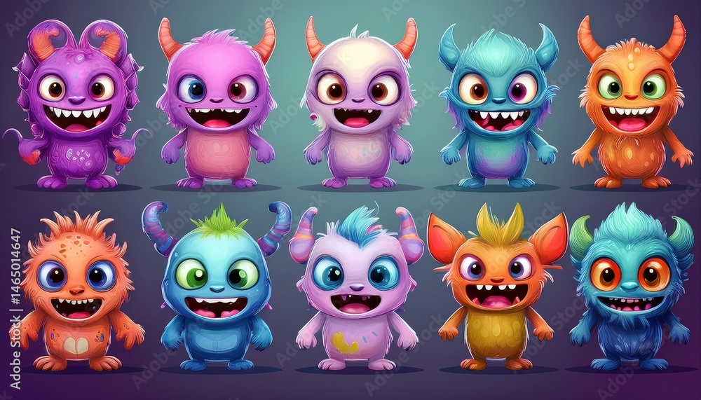Fototapeta premium set of funny cartoon monsters