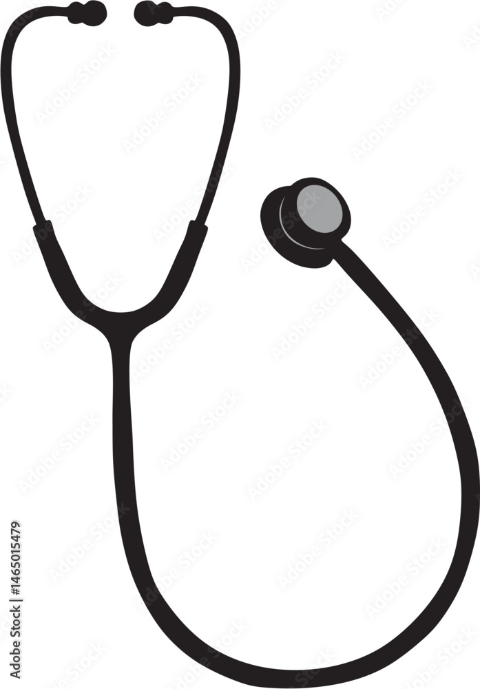 stethoscope silhouette, medical vector icon, new style
