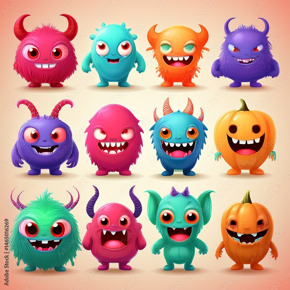 Obraz premium set of funny cartoon monsters