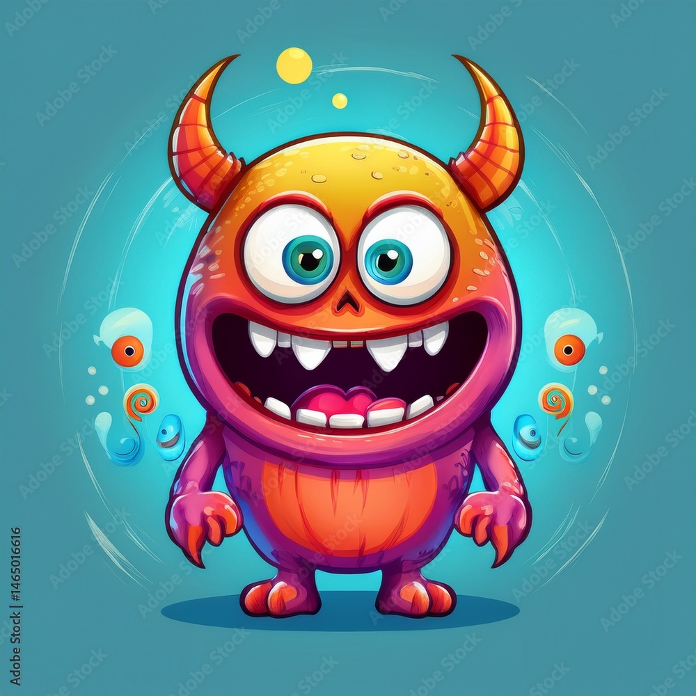 set of funny cartoon monsters