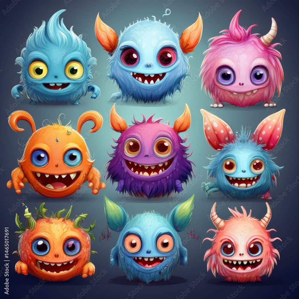 Fototapeta premium set of funny cartoon monsters