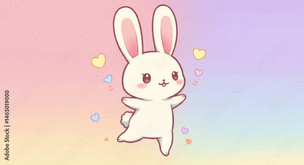 Obraz premium Delightful pastel bunny illustration with soft features and dreamy background design