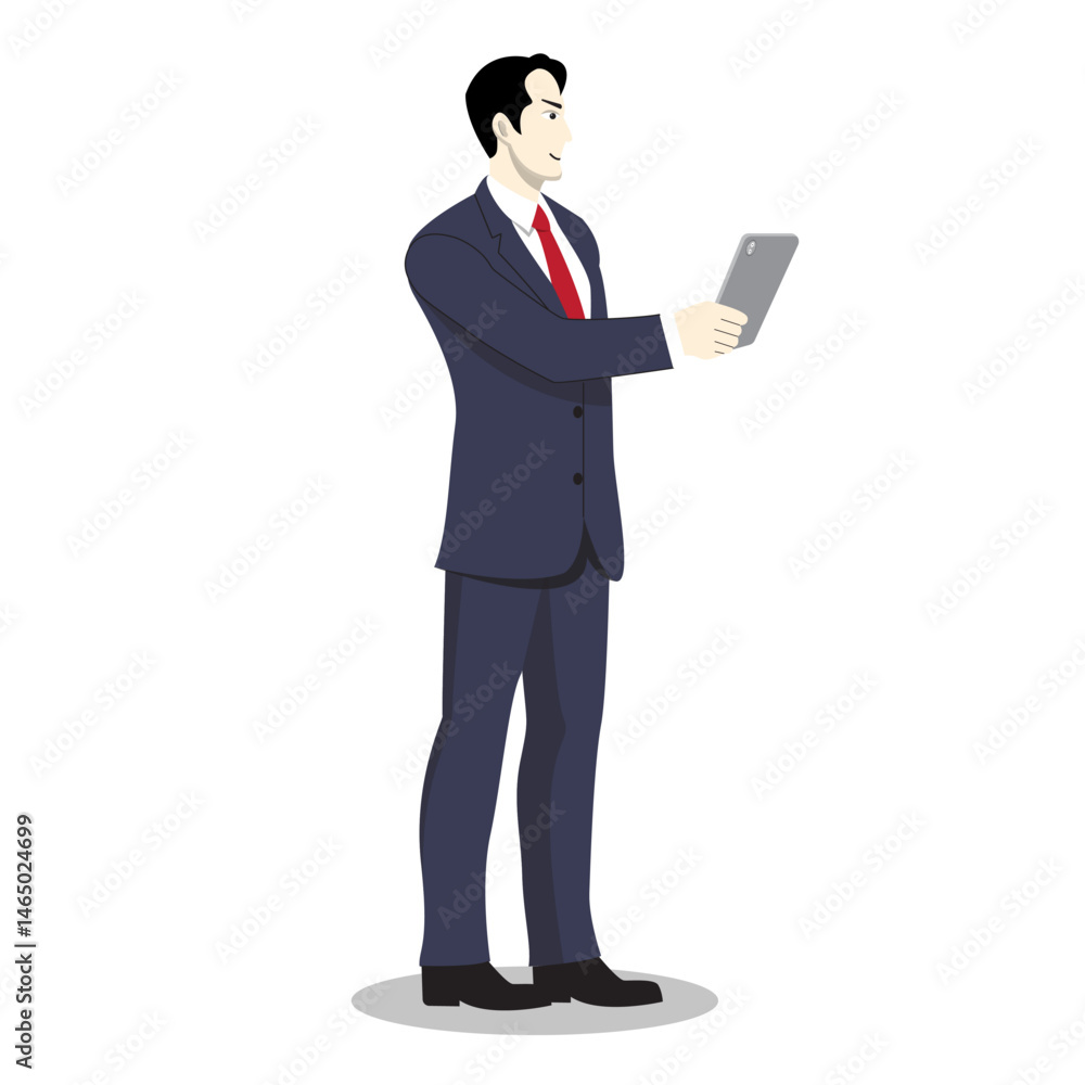 vector illustration of a businessman looking at a tablet vector illustration of a businessman looking at a tablet