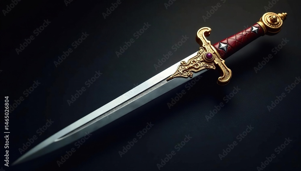 Ornate ceremonial sword, gold hilt, sharp point, decoration, pomp Ornate ceremonial sword, gold hilt, sharp point, decoration, pomp