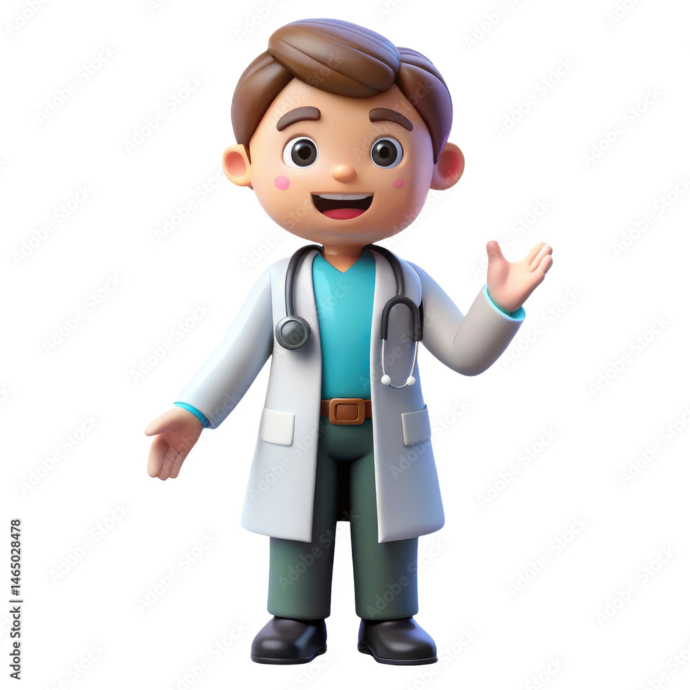 Smiling 3D Cartoon Doctor – Friendly Medical Character for Games, Animation & Apps Smiling 3D Cartoon Doctor – Friendly Medical Character for Games, Animation & Apps