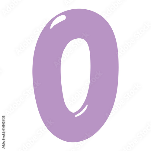 Number, figure 0 shaped balloon, rounded glossy design, isolated vector on transparent background. Hand drawn illustration. Holiday, party, celebration, anniversary, birthday card, banner element