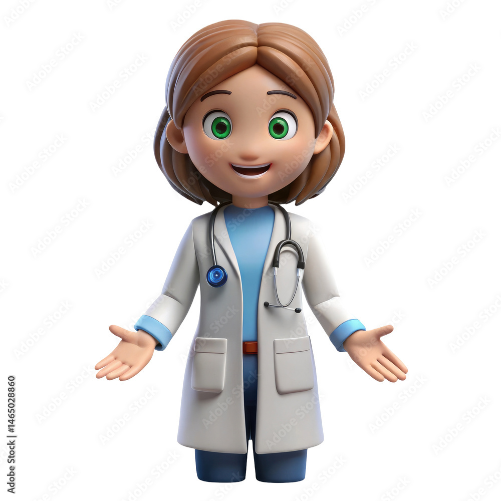 Smiling 3D Cartoon Doctor – Friendly Medical Character for Games, Animation & Apps Smiling 3D Cartoon Doctor – Friendly Medical Character for Games, Animation & Apps