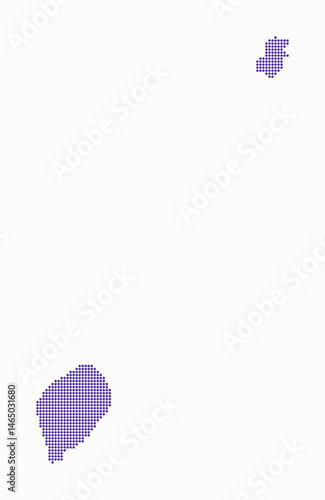 Sao Tome and Principe dotted map. Digital style map of the country on white background. Sao Tome and Principe shape with circle dots. Colored dots style. Small size circles.