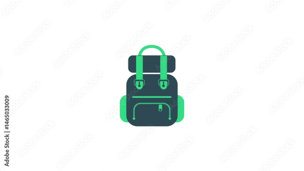 Bag icon in flat design motion style Bag icon in flat design motion style