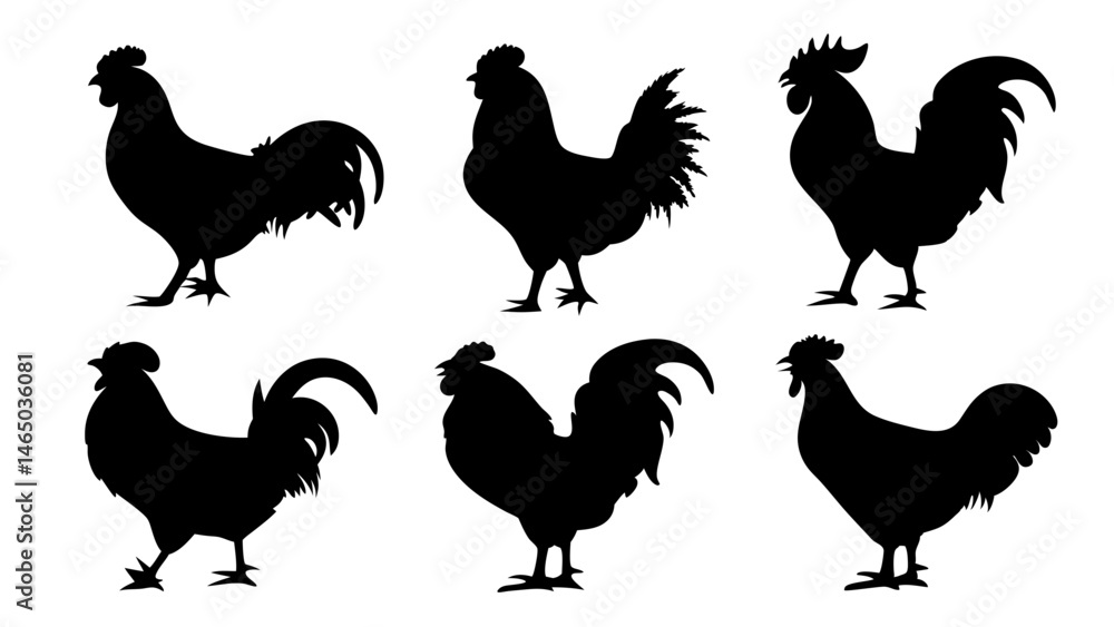 Fototapeta premium rooster silhouettes vector