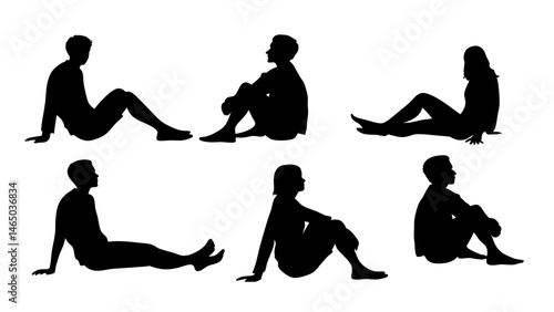 set of a group of business people sitting in various poses