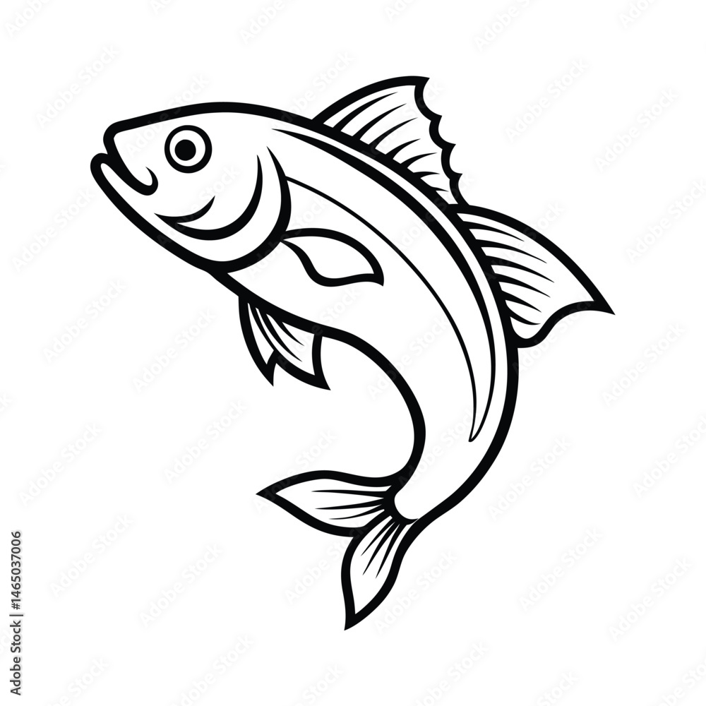 a jumping fish line art vector art silhouette a jumping fish line art vector art silhouette