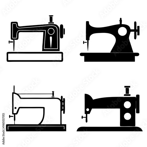 Sewing Machine Vector Set for Tailoring and Fashion Design
