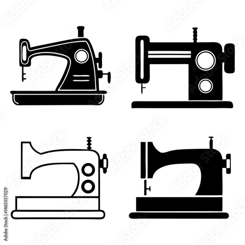Sewing Machine Vector Set for Tailoring and Fashion Design