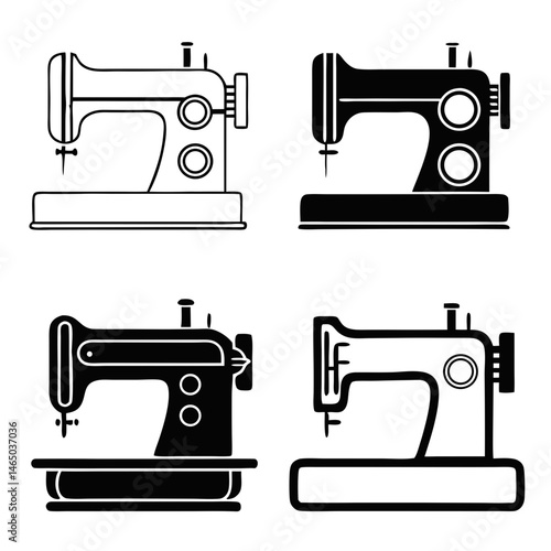 Sewing Machine Vector Set for Tailoring and Fashion Design