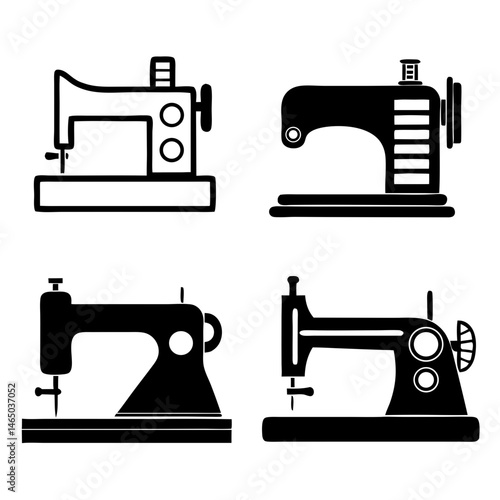 Sewing Machine Vector Set for Tailoring and Fashion Design