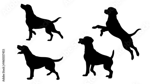 set of dog different pose silhouette vector
