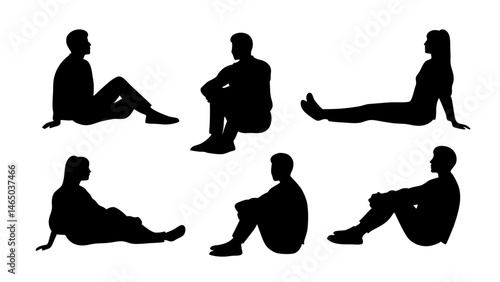 set of a group of business people sitting in various poses