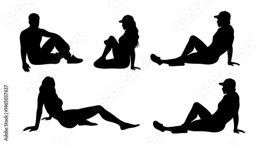 set of a group of business people sitting in various poses