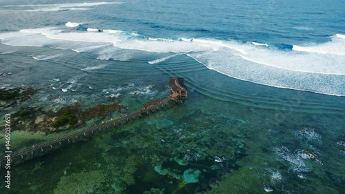 4K Aerial Drone Footage of Cloud 9 Surf Spot in Siargao, Philippines – Famous Boardwalk and Breaking Waves