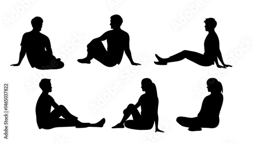 set of a group of business people sitting in various poses
