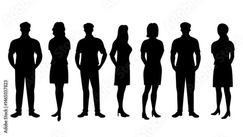 set of a group of standing business people
