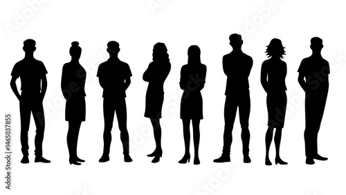 set of a group of standing business people