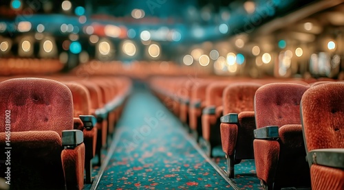 Obraz na płótnie Empty Cinema Hall With Red Seats Ready for the Next Movie Screening in the Evening w salonie