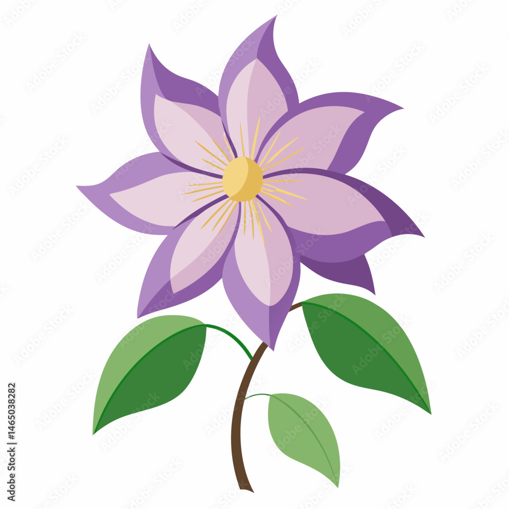 Obraz premium Minimal Clematis Vector on White Background
