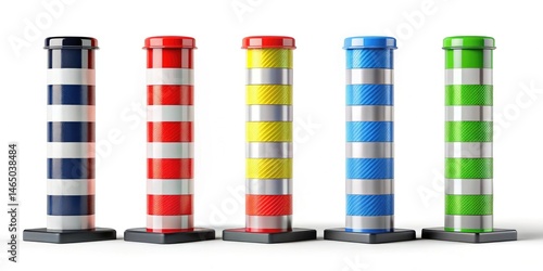 Wallpaper Mural 3D Rendered Traffic Columns: Road Signs & Safety Signals, Flat Design Clipart Torontodigital.ca