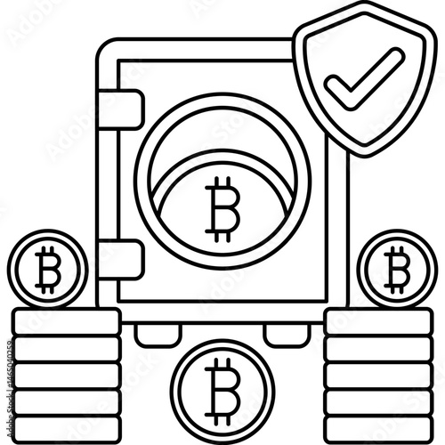 Secure Bitcoin Safebox Icon � Protected Crypto Storage for Digital Assets