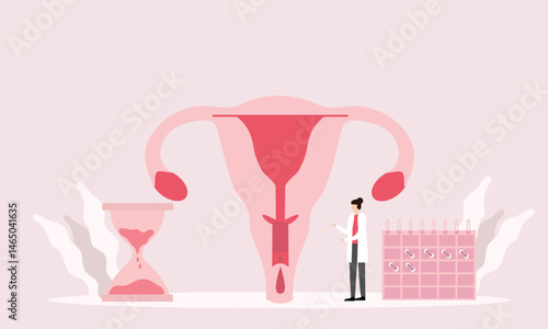 Doctor gynecologist appointment, consultation.woman health and pregnancy medicine. Female reproductive system.vector illustration.