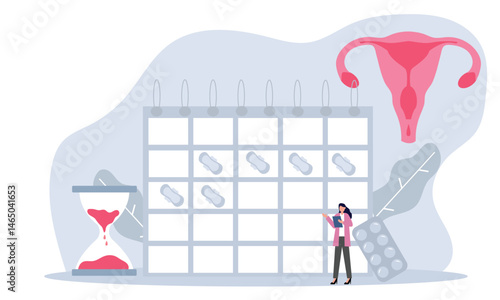 Doctor gynecologist appointment, consultation.woman health and pregnancy medicine. Female reproductive system.vector illustration.