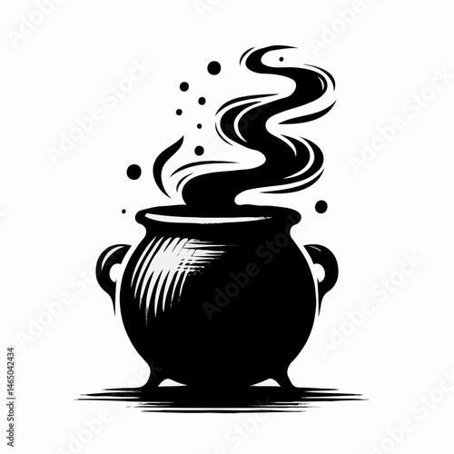 Witch cauldron with rising steam 