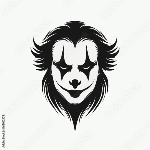 Evil clown head in spooky black style