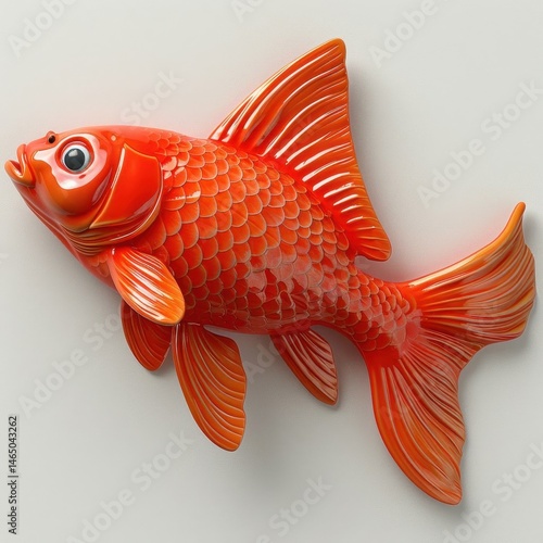3D Cartoon Red Fish Icon Isolated on White Background