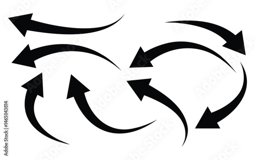 Directional arrow icon set vector on white background. black white arrow symbol vector illustration