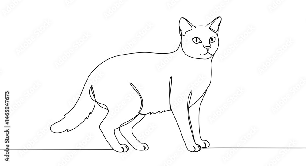 Outline of a Cat Standing in Minimalist Style Outline of a Cat Standing in Minimalist Style