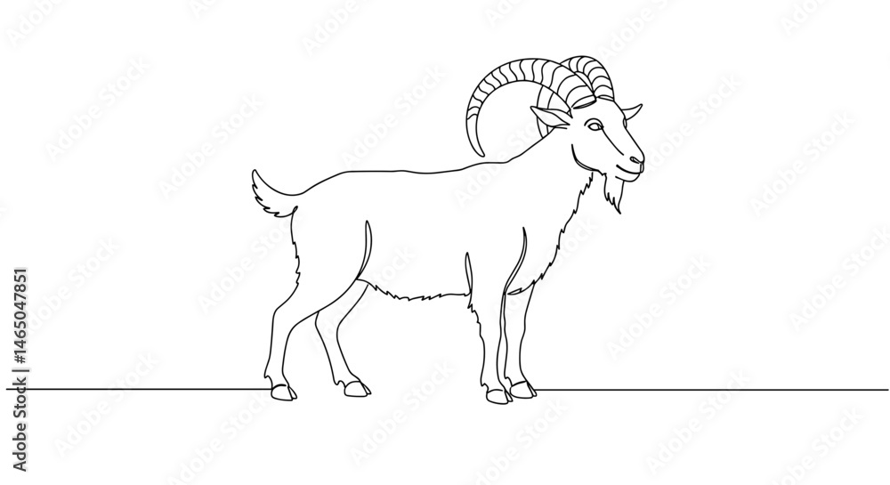 Fototapeta premium Goat standing in profile illustration on a simple background 
