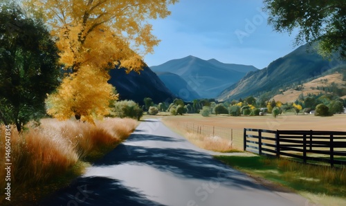 Obraz na płótnie Autumn Landscape With Yellow Trees and Winding Road in Scenic Mountains w salonie
