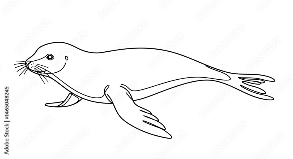 Obraz premium Seal swimming in a minimalist line art style 
