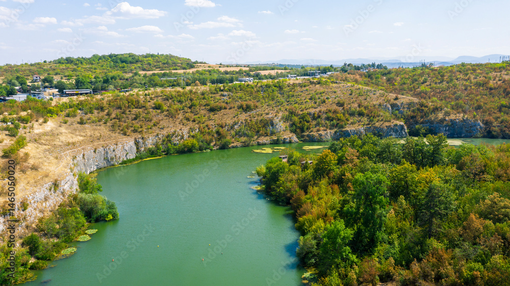 Fototapeta premium Aerial view of Iskar Panega Geopark, Bulgaria