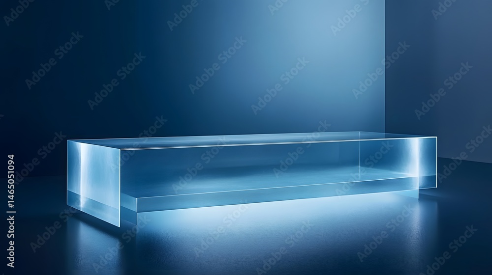 Obraz premium Modern translucent rectangular display platform.