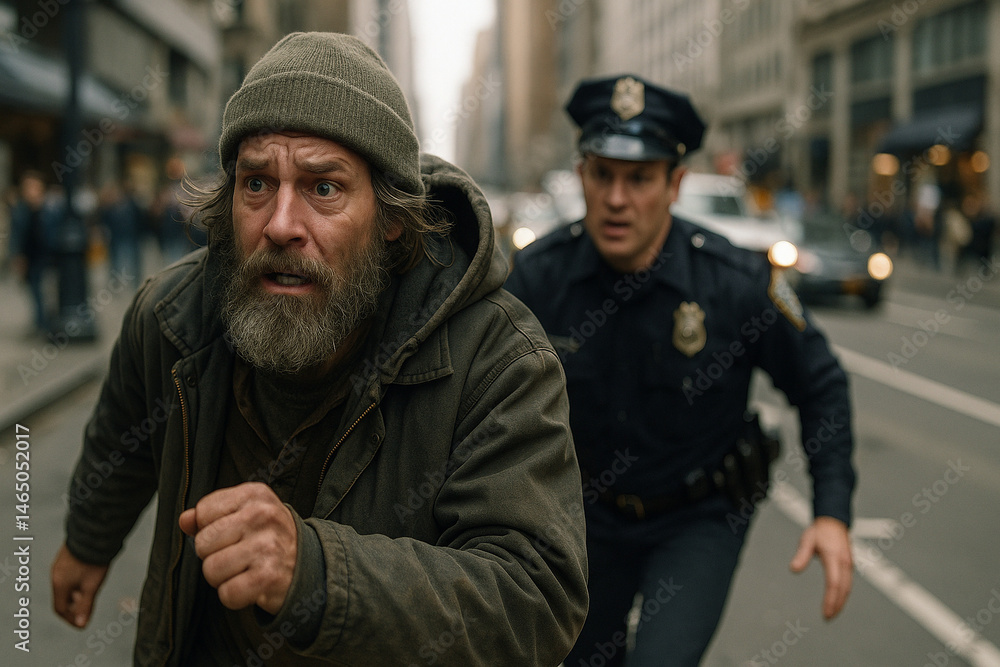 Fototapeta premium The treatment that homeless people receive from middle to upper economic class people