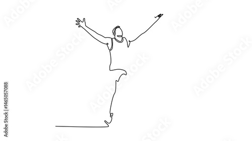 Wallpaper Mural Animated self drawing of continuous line draw male athlete sprinting crossing finish line with his hands in the air. Professional runner competing in race marathon. Full length single line animation Torontodigital.ca