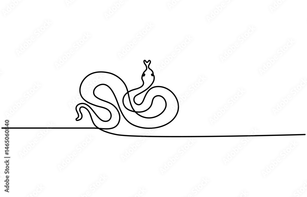 Fototapeta premium Snake in one continuous line. One line drawing, minimalism. Vector illustration.