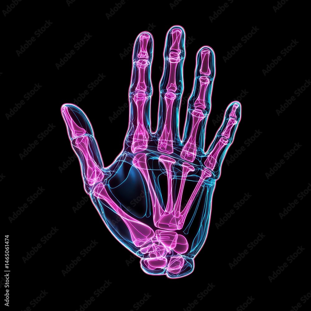 Fototapeta premium Glowing Human Hand Skeleton Digital Art